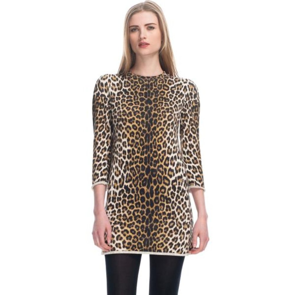 3.1 Phillip Lim Multicolor Animal Leopard French Cotton Terry Sweater Size XS